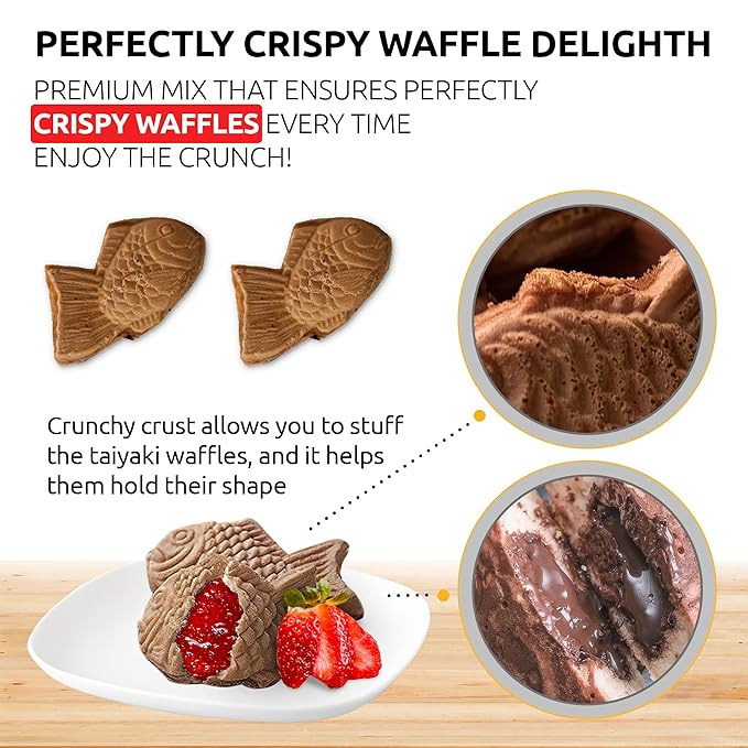 OldSoul Professional Taiyaki Waffle Mix | GLUTEN FREE &amp VEGAN | Crispy | Chocolate Flavor | 10 Lbs | 168 Waffles (10 Lbs Gluten Free &amp Vegan)