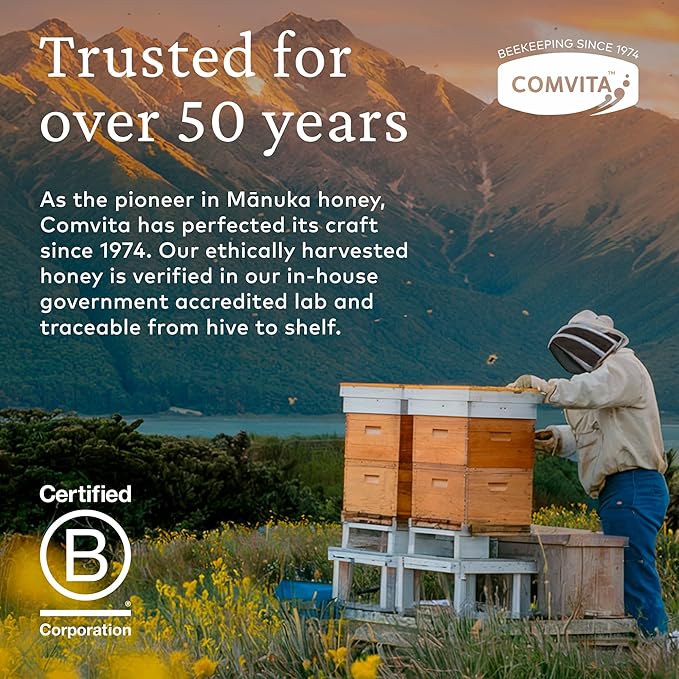 Comvita Manuka Honey UMF 5+ (MGO 83+) - Raw Manuka Honey New Zealand Pure &amp Unpasteurized Superfood for Immune Health Use in Tea Wild Monofloral Non-GMO - 500g (17.6 oz)