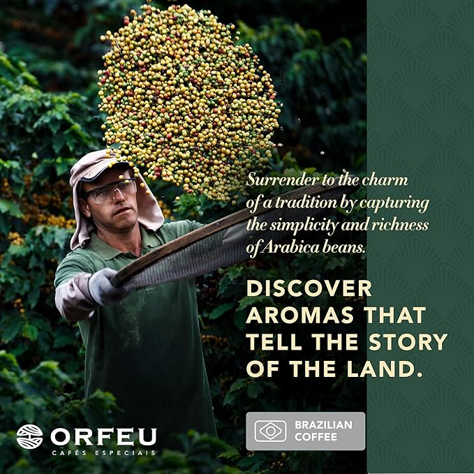 ORFEU - Special Decaf Coffee - 100% Arabica Coffee Roasted &amp Ground Medium Roast Made in Brazil Chocolate Notes Low Acidity Caramel Fruity &amp Floral Aroma - 250g (8.8oz)