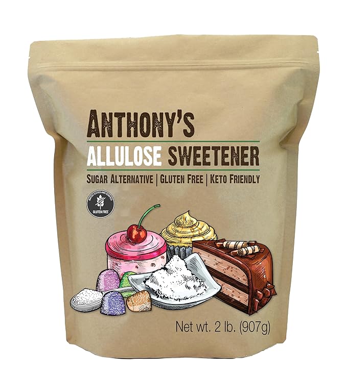 Anthony's Allulose Sweetener 2 lb Batch Tested Gluten Free Keto Friendly Sugar Alternative Zero Net Carb Low Calorie