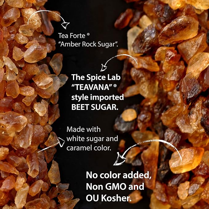The Sugar Lab Belgian Brown Rock Sugar – 5 Pounds - All Natural Non GMO REAL Beet Sugar Rock Candy - Teavana Style Coffee Tea Sugar - Perfect Sugar Cube Replacement - Natural Amber Rock Sugar
