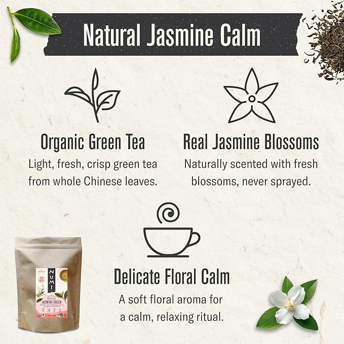 Numi Organic Jasmine Green Tea 16 Ounce Pouch Brews 200 Cups