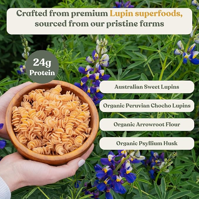 Chef’s Kiss Protein Rotini | 24g Protein High Fiber | Gluten Free Plant-Based Lower Carb Pasta Made from Lupins | No Fillers No Gums | Nutrient Dense High Protein | Non GMO | 3-pack (8oz)