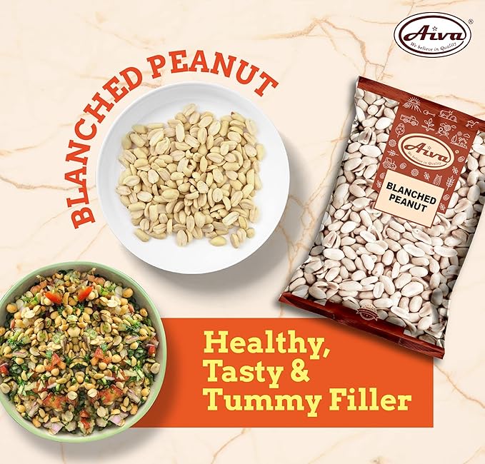 Aiva Blanched Peanuts Skinless Blanched Raw Uncooked Gourmet Quality Nut USA Grown 5 LB