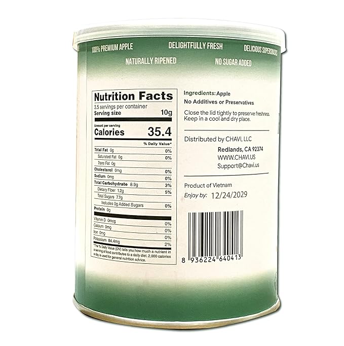 CHAVI Freeze-Dried Apple | Healthy Superfood | No Added Sugars or Preservatives | Non-GMO Vegan Gluten-Free | Long Shelf Life | 35 gram | 1.23 oz