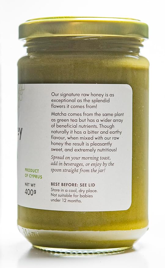 Mellona 100% Raw Honey Unfiltered with Matcha - Natural Honey Raw Unprocessed Unheated &amp Unfiltered No Artificial Additives Pure Superfood 400 Gram