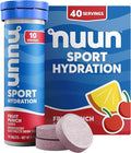 Nuun Sport Electrolyte Tablets with Magnesium Calcium Potassium Chloride &amp Sodium Gluten Free &amp Vegan Fruit Punch 4 Pack (40 Servings Total)