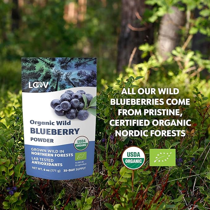 Bundle – 2 items: LOOV Organic Wild Blueberry Powder and Organic Raspberry Powder
