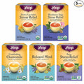 Yogi Tea Stress Relief &amp Relaxation Variety Sampler - 16 Bags per Pack (5 Packs) - Organic Relaxing Tea Sampler Set - Calming Comforting Chamomile Relaxed Mind &amp More