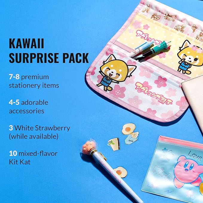 Japan Crate Kawaii Gift Pack - 10+ Piece Japanese Mystery Box for Girls &amp Boys Surprise Gift Box for Kids Includes Kawaii Accessories Cute Stationery Items Chocolates Candies and More!