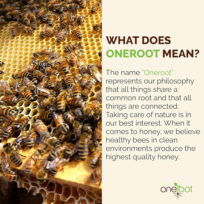 OneRoot Natural Wildflower Honey - 2.2 lbs / 1kg Pure Canadian Boreal Forest Honey - Unpasteurized Minimally Filtered &amp Single-Source - Rich in Enzymes &amp Antioxidants