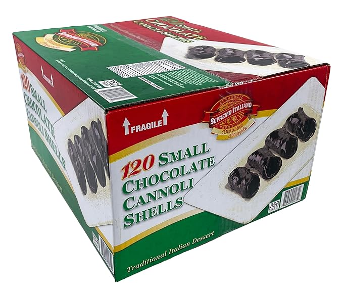 Supremo Italiano Small Chocolate Cannoli Shells | Kosher | 120 Count