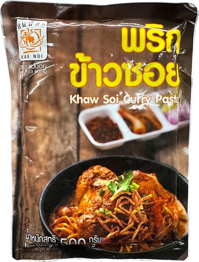 Mae Noi Khao-Soi Instant Curry Paste – Authentic Northern Thai Noodle Soup Base500g (17.6) | No MSG No Preservatives | Thai Street Food at Home