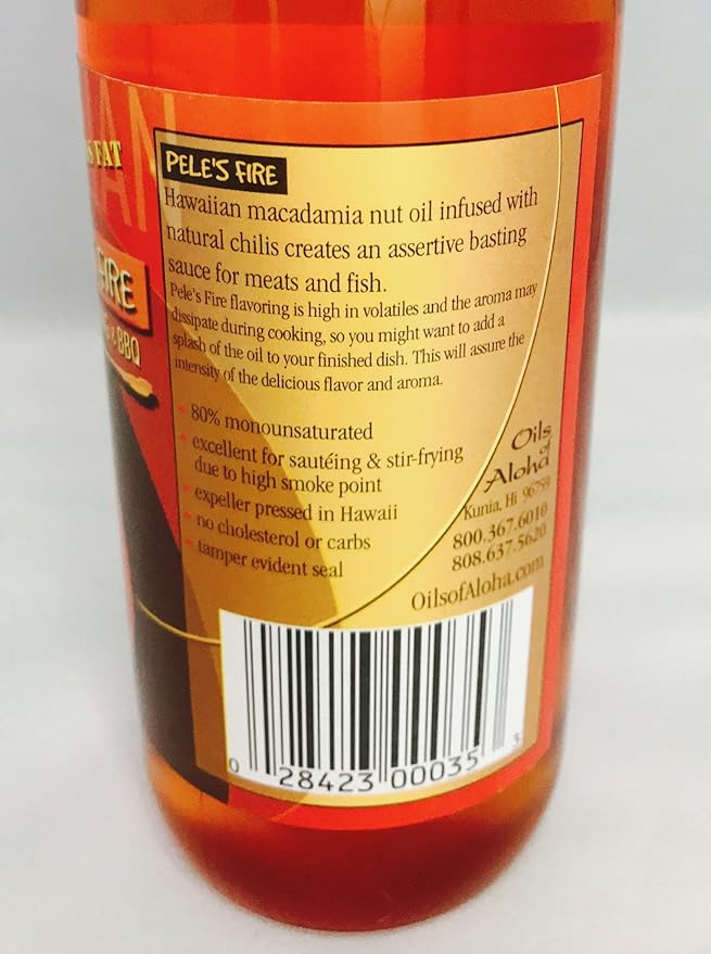 Pele's Fire Macadamia Nut Oil infused with Chilis by Oils of Aloha - 12.7 oz._AB
