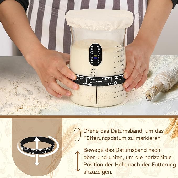 Pro Sourdough Starter Kit- 50oz Large Capacity Sourdough Starter Jar 17 Flavorful Fermentation Recipes Sourdough Bread Baking Supplies for Making Delicious Sourdough Breads(2 Sets)