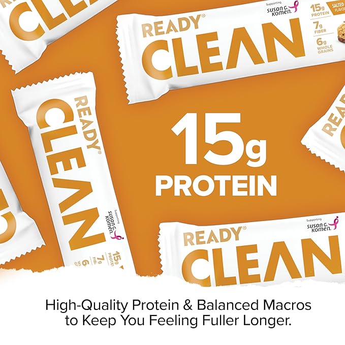 Ready® Protein Bars - High-Protein Snack with 15g Whey Protein All-Natural Ingredients Supports Lean Muscle and Recovery - Salted Caramel Cashew Bundle (15 Pack)