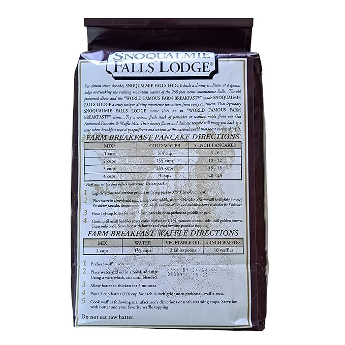 Snoqualmie Falls Lodge Old Fashioned PANCAKE &amp WAFFLE Mix 5lb.(2 bags) with Dish Towel Gift