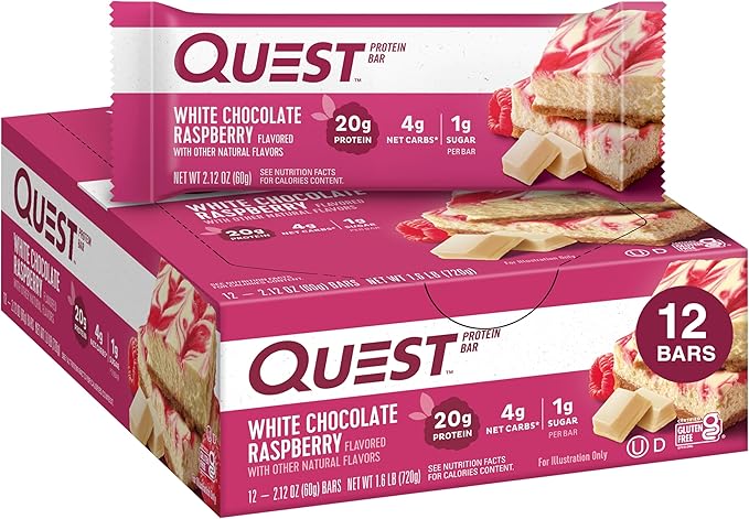 Quest Protein Bars Bundle - White Chocolate Raspberry 12 Count &amp Cookies 'N Cream Mini 14 Count