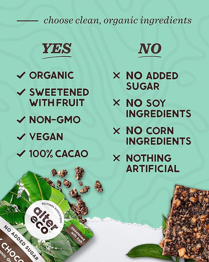 Alter Eco Dark Chocolate Granola Healthy Organic Breakfast &amp Snack Naturally Sweetened with Fruit Vegan No Artificial Sugars or Additives Regeneratively-Farmed Oats (Dark Chocolate - 6 Pack)
