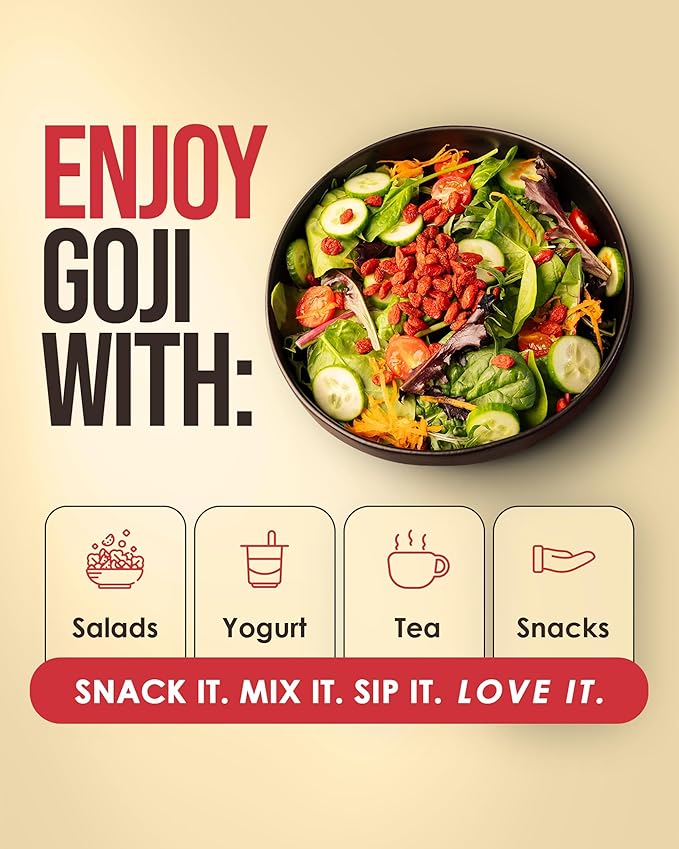 Nutrient Elements Goji Berries – 2 lb/32 oz – USDA Organic Raw Sun-Dried Hand-Picked – Extra Large Dried Berries – Resealable Bag – Naturally Grown No Additives