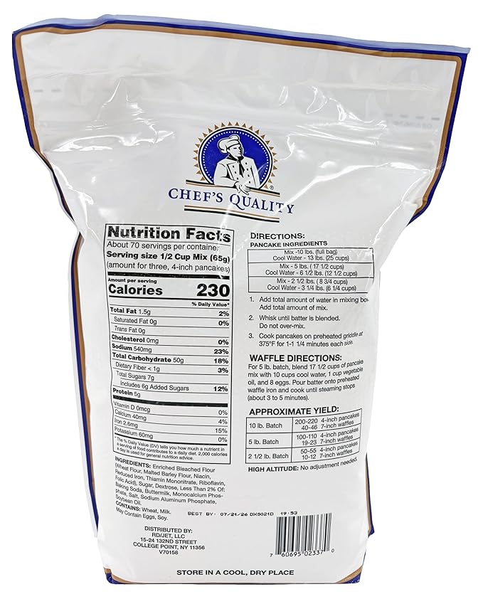 Chefs Quality Complete Buttermilk Pancake Mix 10 lb