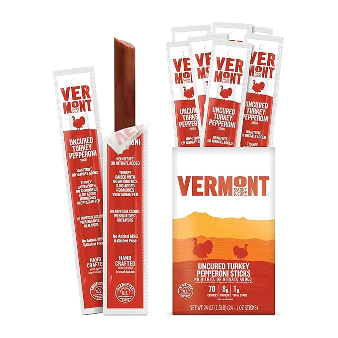 Vermont Smoke and Cure Mini Meat Sticks Uncured Pepperoni Turkey 96 Count 0.5 ounce (96 count)