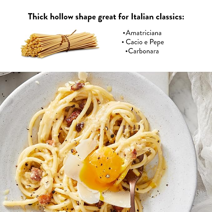 DeLallo Bucatini Pasta Noodles 1 Pound Bag (4 Pack) Imported Pasta from Italy Bronze Cut Kosher Non-GMO