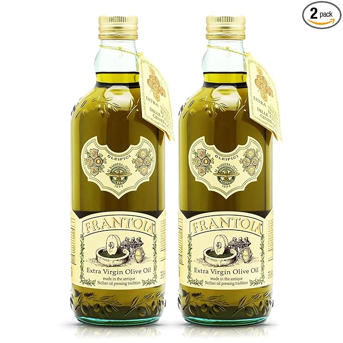 Frantoi Extra Virgin Olive Oil 33.8 fl oz (1 Liter) – Award-Winning Sicilian EVOO Made from Biancolilla Nocellara del Belice &amp Cerasuola Olives – Cold-Pressed within 24 Hours for Fresh Fruity F