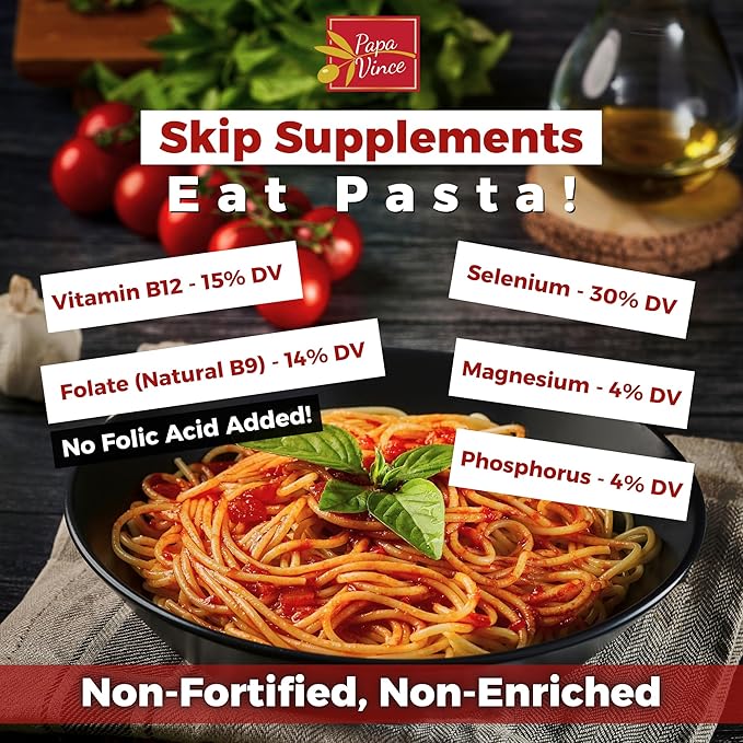 Papa Vince Organic Whole Wheat Spaghetti Noodles – Made in Italy Non-Enriched No Folic Acid – Organic Ancient Grain Pasta Non-GMO Artisan Bronze Die Cut Slow Dried for Perfect Texture