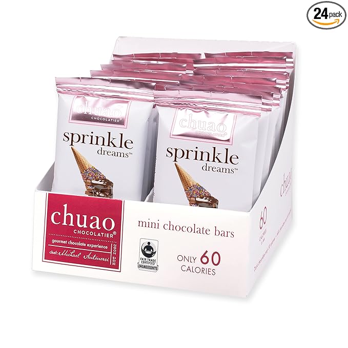 Chuao Chocolatier Sprinkle Dreams Milk Chocolate Mini Bars | Gourmet Artisan No Preservatives | For Gift Baskets Christmas Gifts for Women Men Birthday Thank You Care Package | 24 Pack
