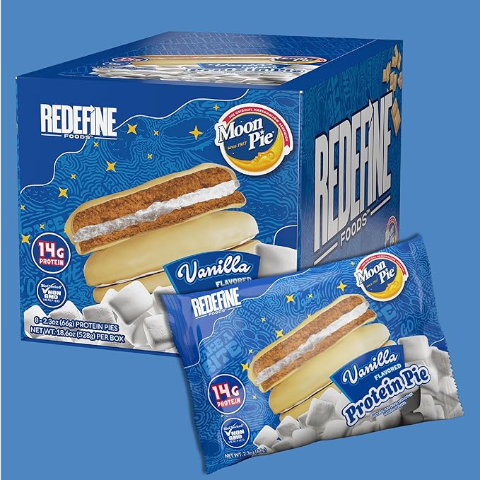 Redefine Foods Protein Pie MoonPie Vanilla - 8 Count - 14g of Protein Per Serving - Non-GMO