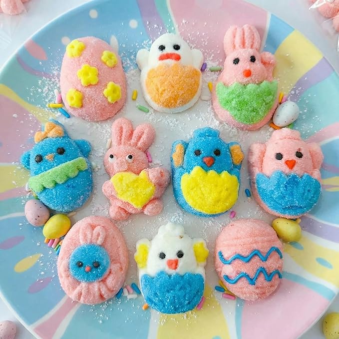 Easter Marshmallow Gummies - 10 Fun Designs 12-Pack Total 120 Individually Wrapped Gummies - Gluten-Free &amp Dairy-Free Perfect for Egg Hunts