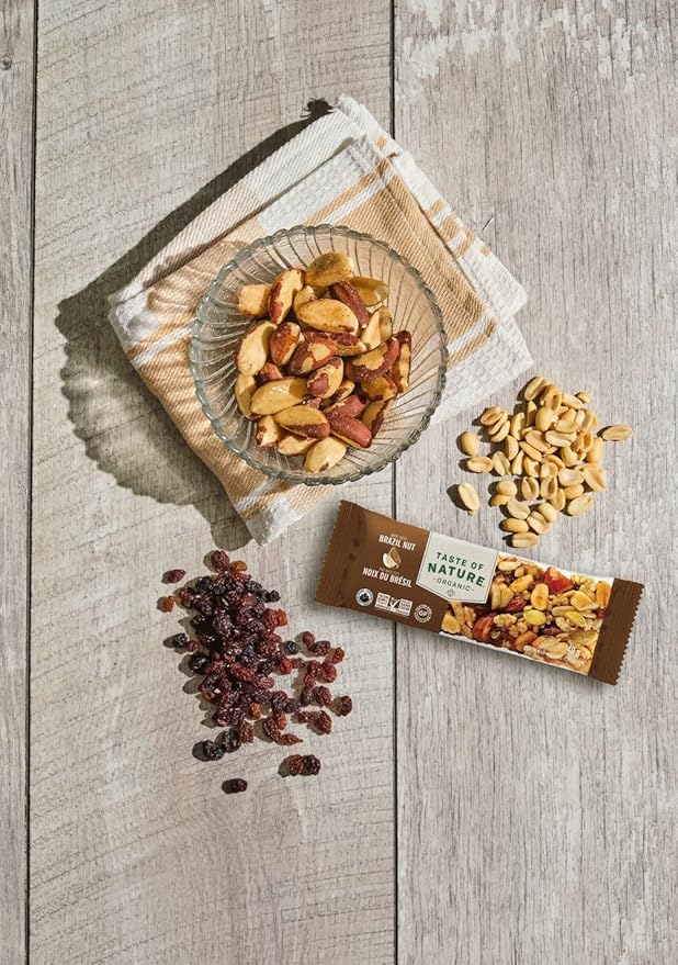 Taste of Nature Organic Peanut Bar - Healthy Gluten Free Non GMO Vegan Bars with Mixed Nuts Fruits and Seeds - 16-Count Pack