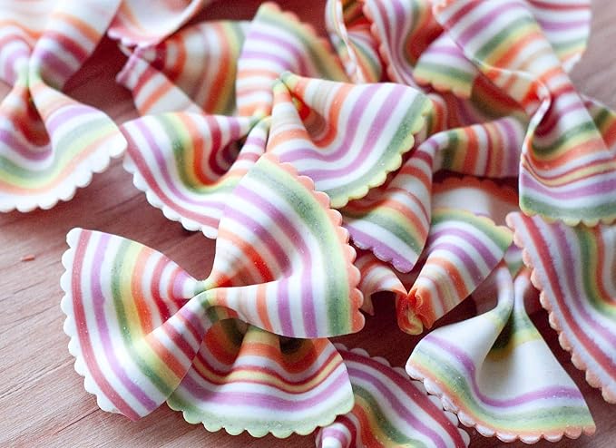 Donne Del Grano Organic Gourmet Italian Vegetable Colored Rainbow Bow Tie Pasta Noodles 8.8 Oz (250 grams) Pack of 2 bags