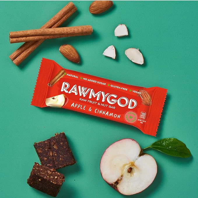 RAWMYGOD Fruit and Nut Bars Gluten Free Vegan No Added Sugar (16 bars Variety Pack I - 4 Raw Cacao 3 Apple &amp Cinnamon 3 Nuts &amp Berries 3 Cherry Peanut 3 Pistachio &amp Cranberry)