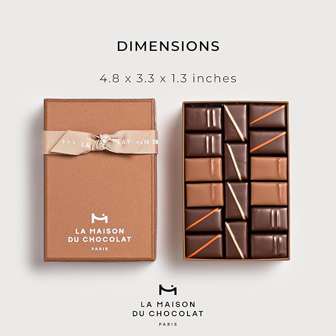 LA MAISON DU CHOCOLAT Pralines Gift Box Gourmet Milk and Dark French Chocolate Gift Box (16 Pieces)