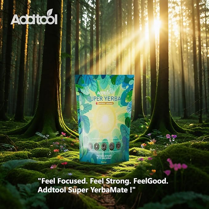 AddTool-super yerba packets - Instant Tea Powder Yerba Raspberry Lemonade Vitality Teadecaffeinated Natural Energy &amp Focus Boost- Clean Energy Prebiotics and Probiotics Gut Health Delicious s