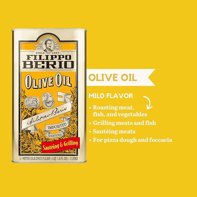 Filippo Berio Pure Olive Oil 1 Liter Tin (33.8 Ounce)