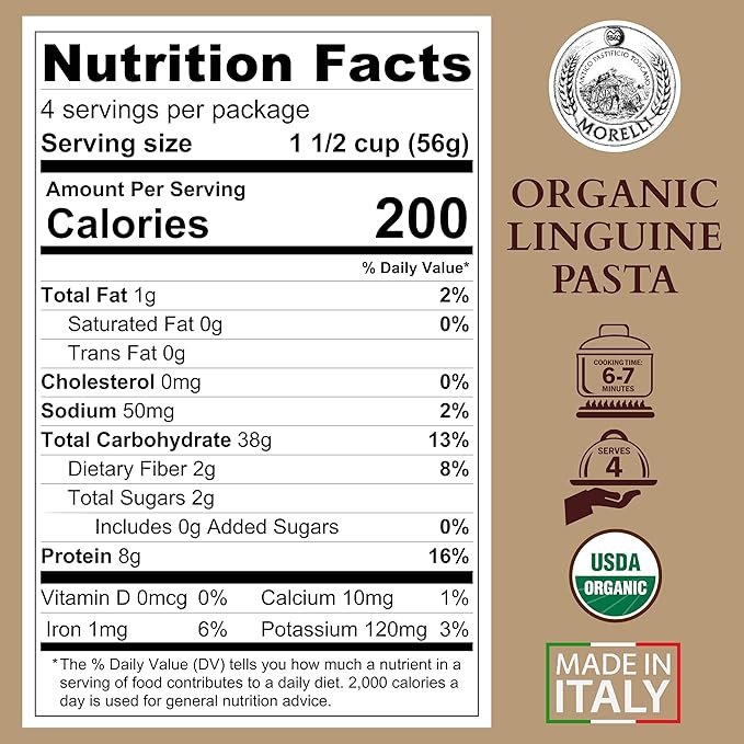 Morelli Squid Ink Pasta Linguine - Organic Black Pasta Noodles Durum Wheat Semolina Italian Nero Di Seppia Made in Italy - 8.8 oz / 250 g (Pack of 2)