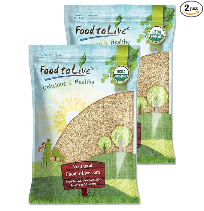 Food to Live Organic Unhulled Sesame Seeds 16 Pounds — Non-GMO Whole Natural Raw White Sesame Seeds Kosher Vegan Bulk Rich in Dietary Fiber Protein &amp Iron. Crunchy Texture. Great for Bakin