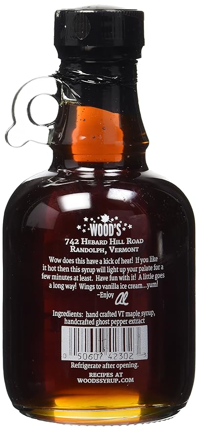 Wood's Ghost Pepper Vermont Maple Syrup - 8 ounce glass jug
