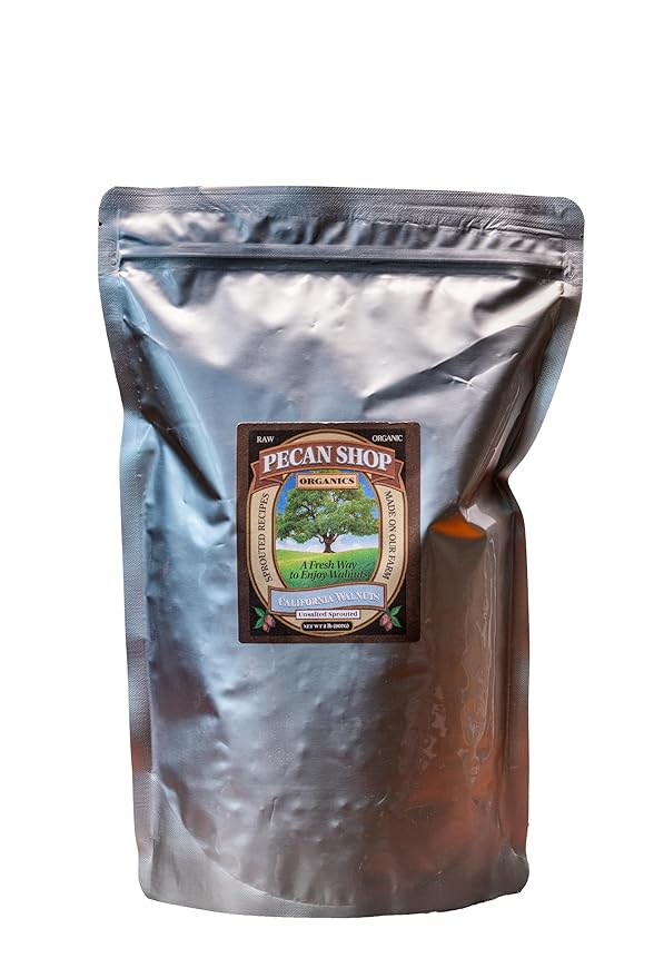 Pecan Shop Sprouted Organic Raw California Walnuts High halves Count Unsalted 2 Pound