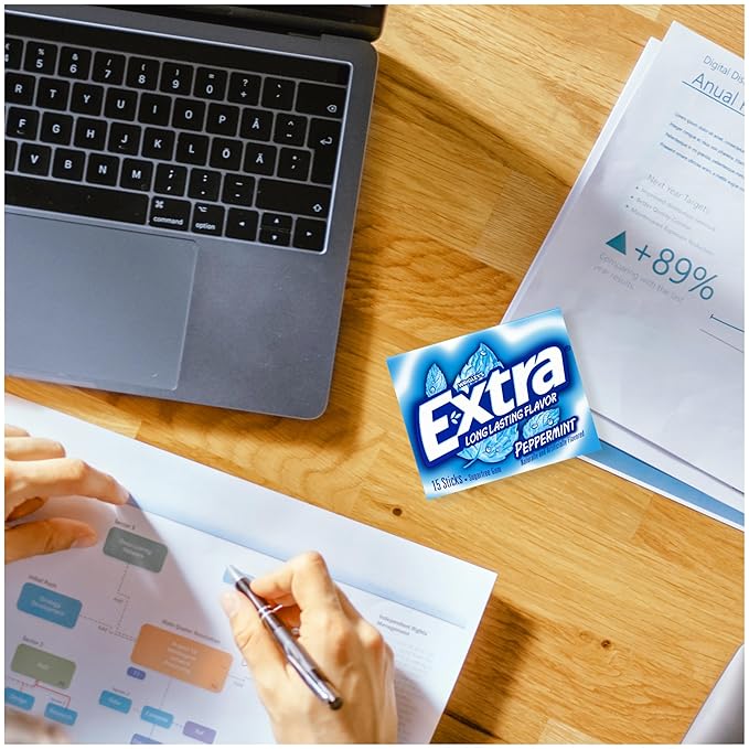 EXTRA Gum Peppermint Sugar-Free Chewing Gum Bulk 8 Ct Box Pack of 6 (48 Count)
