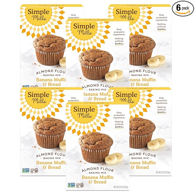 Simple Mills Almond Flour Baking Mix Banana Muffin &amp Bread Mix - Gluten Free Plant Based Paleo Friendly 9 Ounce (Pack of 6)