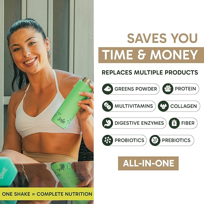 All-In-One Superfood Protein Shake | Complete Meal Replacement | 60+ Superfoods 20g Plant Based Protein Powder Meal Replacement | Probiotics Digestive Enzymes 13g Fibre | Low Carb Weight Loss Shake