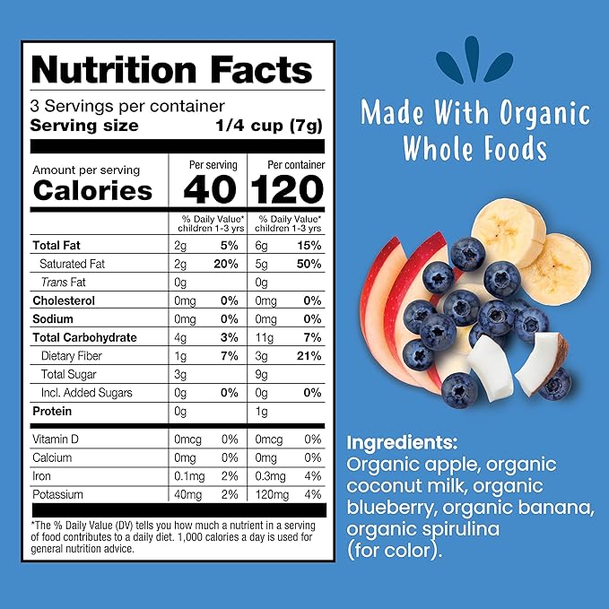 Amara Organic Fruit Bites Blueberry - No Artificial Colors/Dyes Added Sugar Dairy-Free Fruit Snacks Made with Organic Whole Foods Healthy Fruit Snacks for Kids - 6 Pack