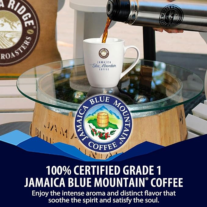 Aroma Ridge Jamaica Blue Mountain® Coffee Whole Bean 8oz Gift Box - Medium Roast Fresh Roasted in USA - 100% Pure and Authentic Jamaican Gourmet Coffee with a Smooth Milk Chocolate Finish | Grade 01