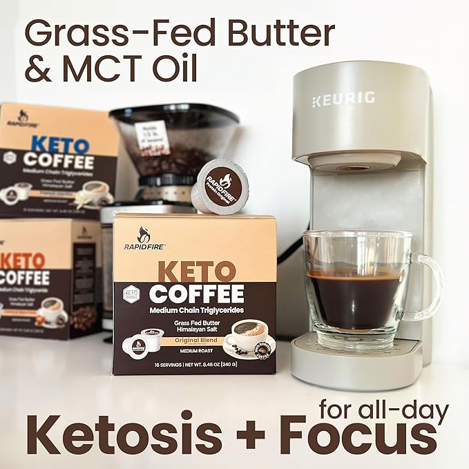 Rapidfire Original Flavor High Performance Keto Coffee Pods Supports Energy &amp Metabolism Single Serve K Cup Brown 16 Count 2 Pack