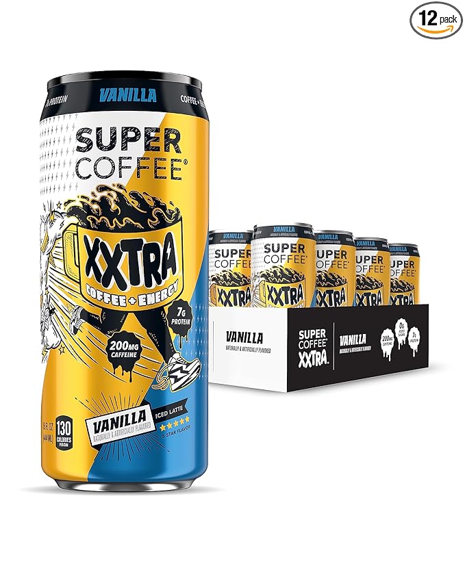 Super Coffee XXTRA Keto Protein Coffee (0g Added Sugar 7g Protein 130 Calories) [Vanilla] 15 Fl Oz 12 Pack | Iced Smart Coffee Drinks - SoyFree GlutenFree