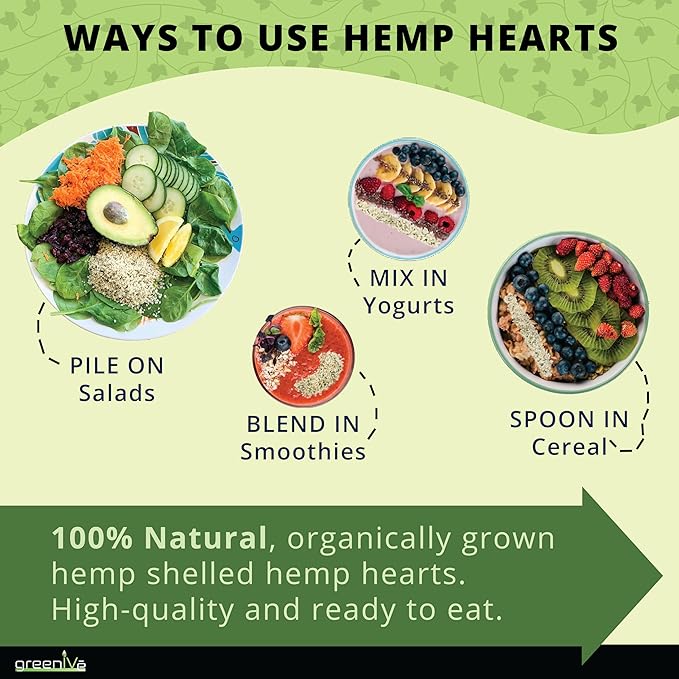 GreenIVe Hemp Hearts 3 Pounds – American Hemp Packed in USA Raw Hulled Hemp Seeds – Plant-Based Protein Vegan Omega 3 &amp 6 Fiber – Non-GMO Gluten-Free Resealable Bag (3 Pounds)
